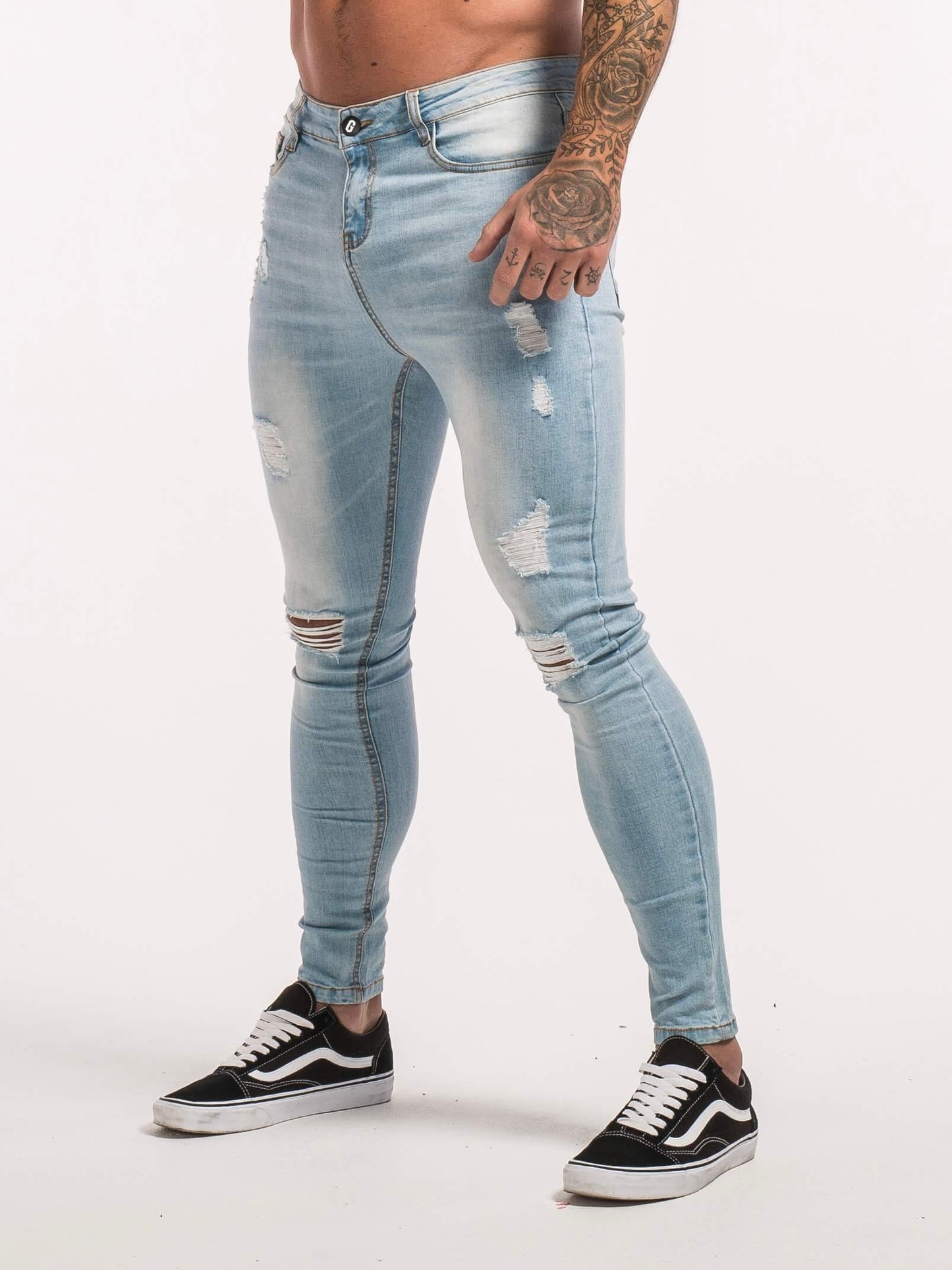 Stylish Michèllo jeans trousers and shorts in various sizes, colors, and styles for men, including class, ripped designs, and summer shorts.