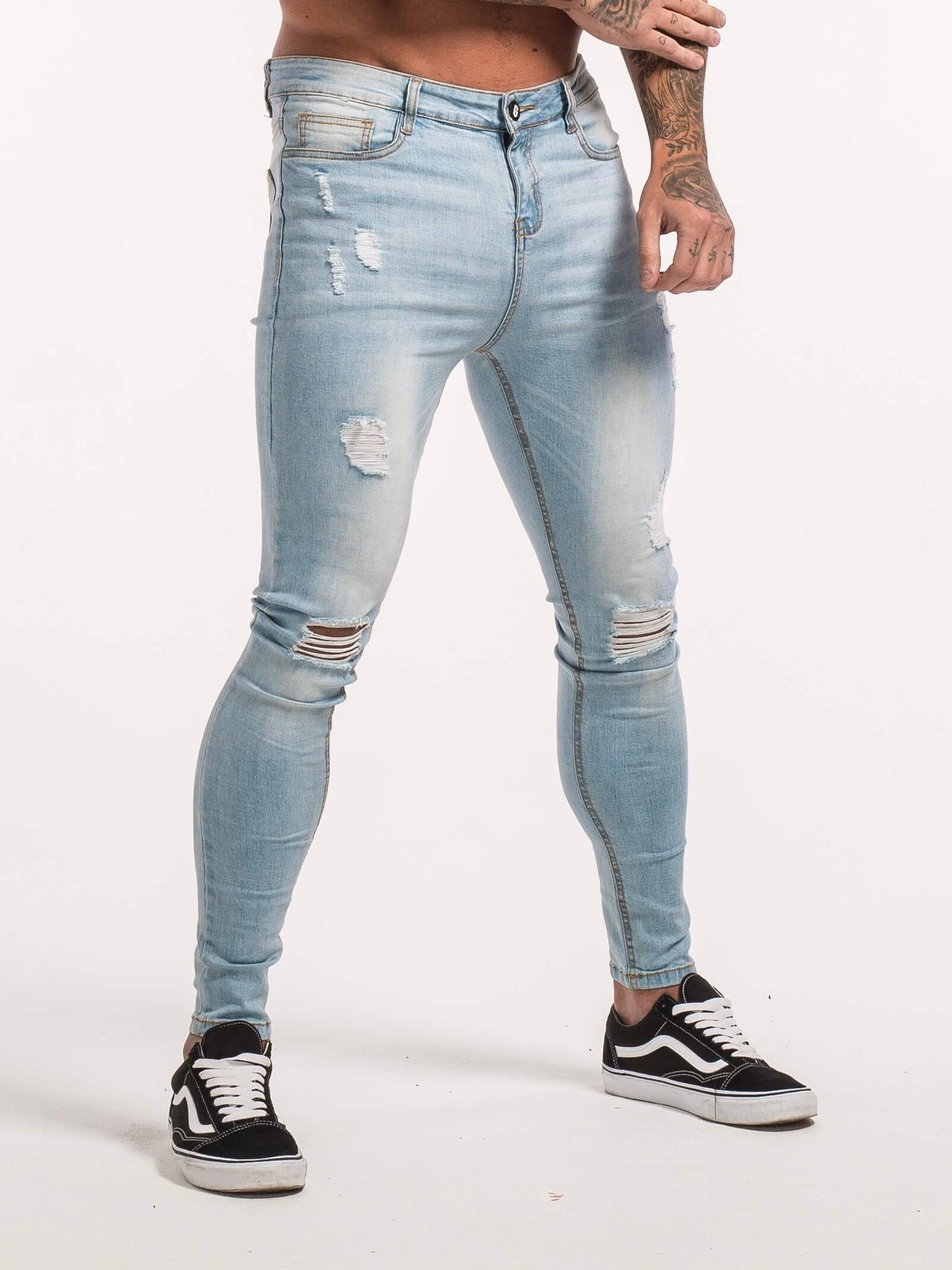 Stylish Michèllo jeans trousers and shorts in various sizes, colors, and styles for men, including class, ripped designs, and summer shorts.