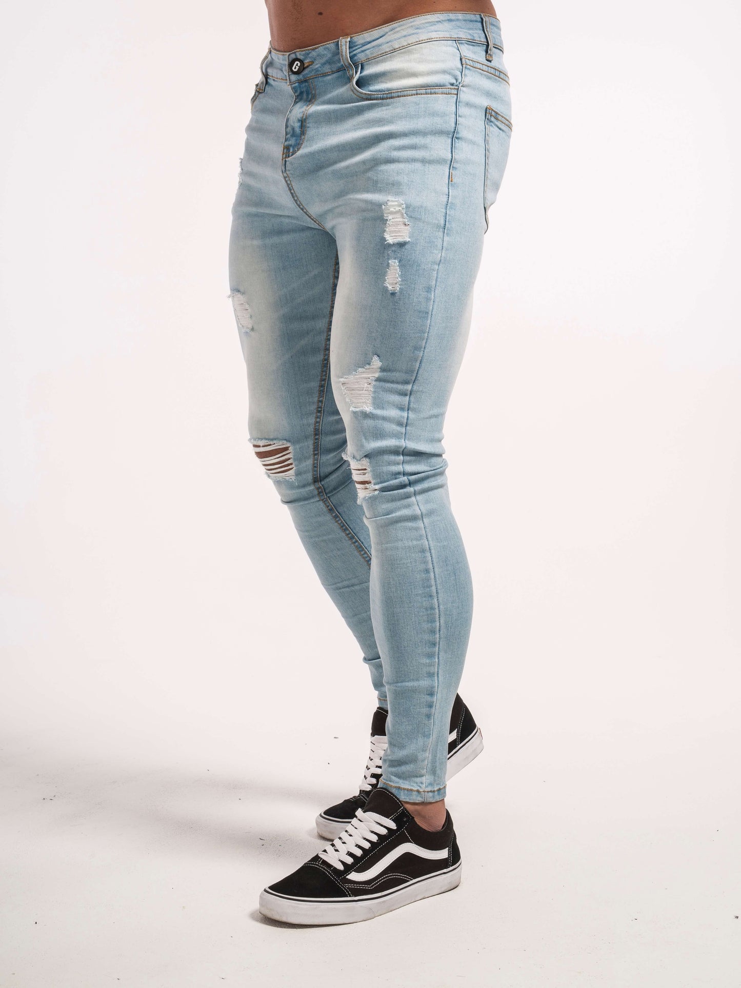 Stylish Michèllo jeans trousers and shorts in various sizes, colors, and styles for men, including class, ripped designs, and summer shorts.
