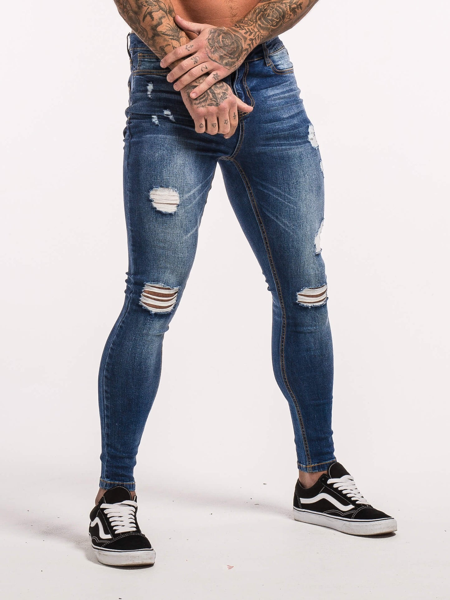 Stylish Michèllo jeans trousers and shorts in various sizes, colors, and styles for men, including class, ripped designs, and summer shorts.