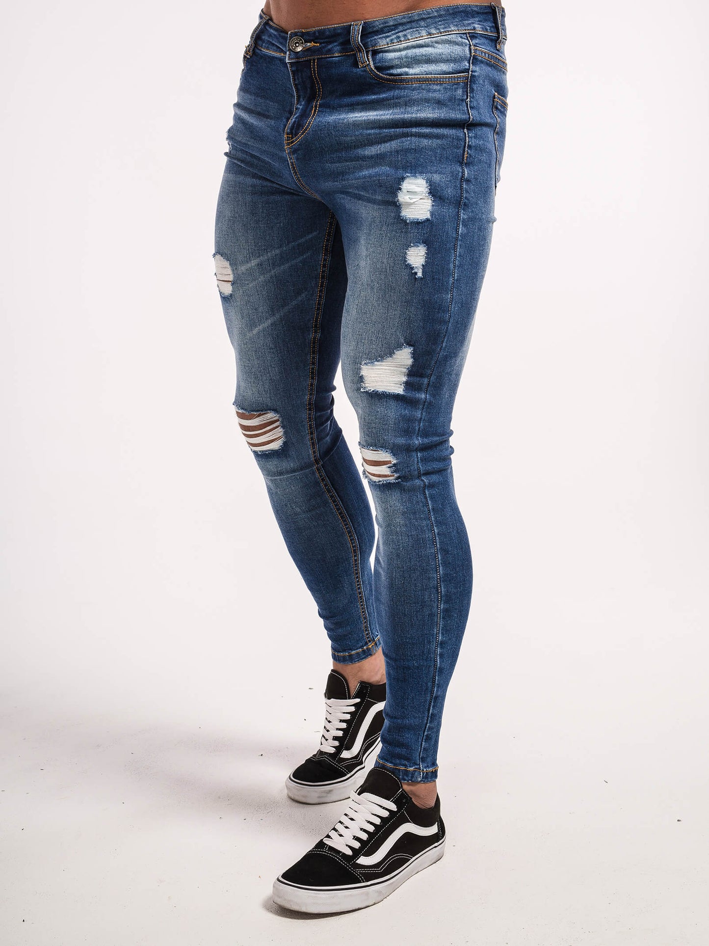 Stylish Michèllo jeans trousers and shorts in various sizes, colors, and styles for men, including class, ripped designs, and summer shorts.