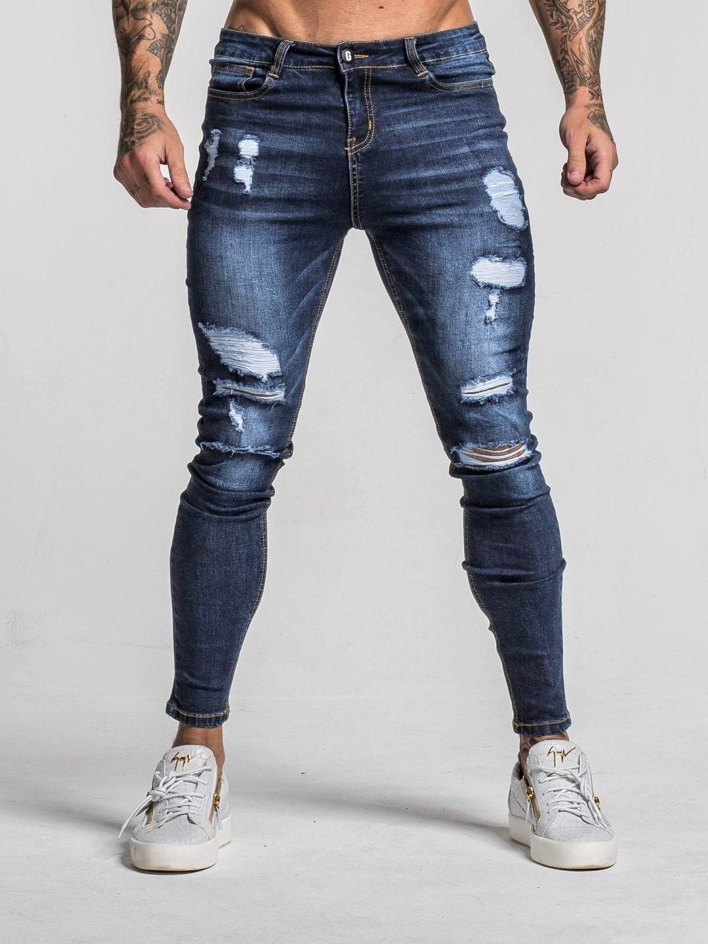 THE VITTORIO RIPPED JEANS - DARK BLUE