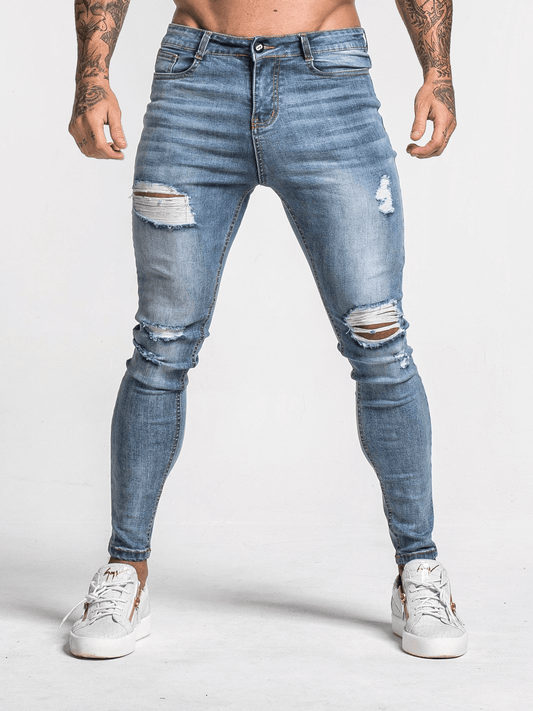 THE VITTORIO RIPPED JEANS - WASHED BLUE