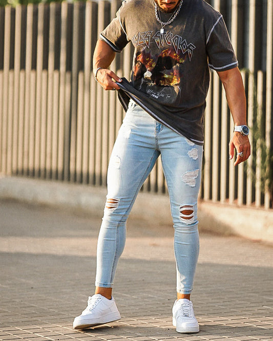 The Vittorio Ripped Jeans - Bleached Blue