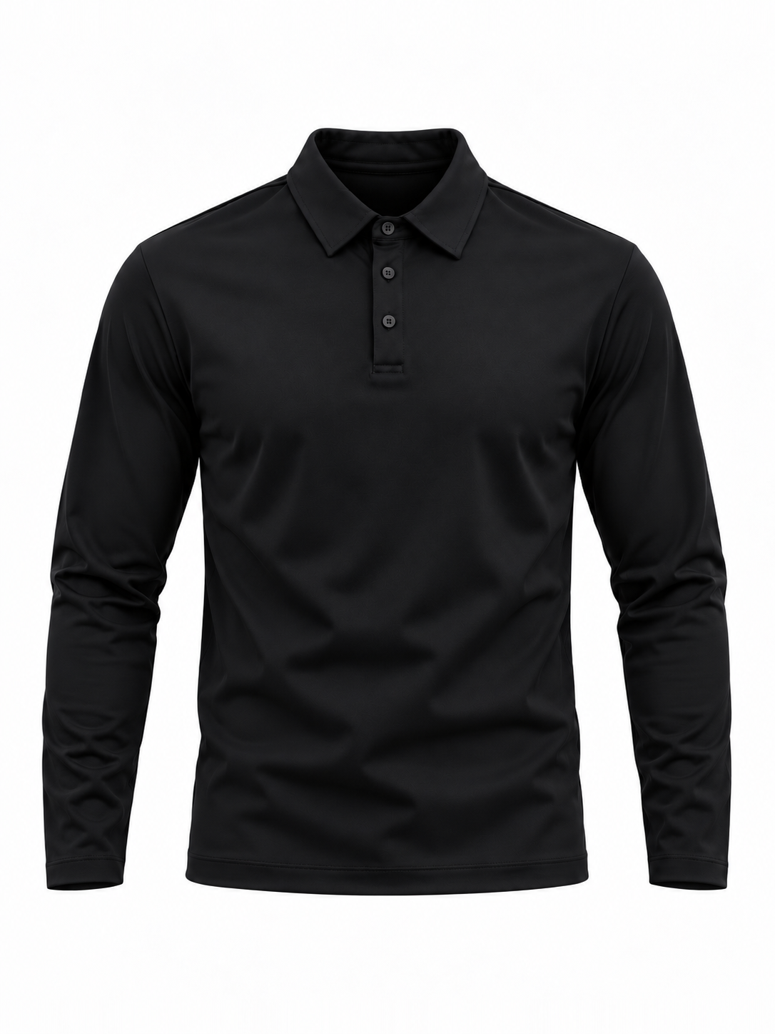 Mercerised Long Sleeve Polo - Black