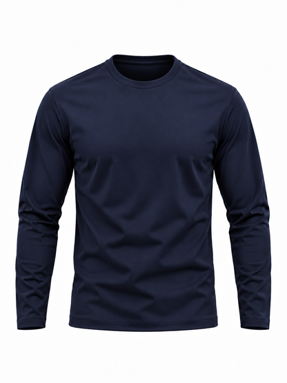 Mercerised Long Sleeve - Dark Blue