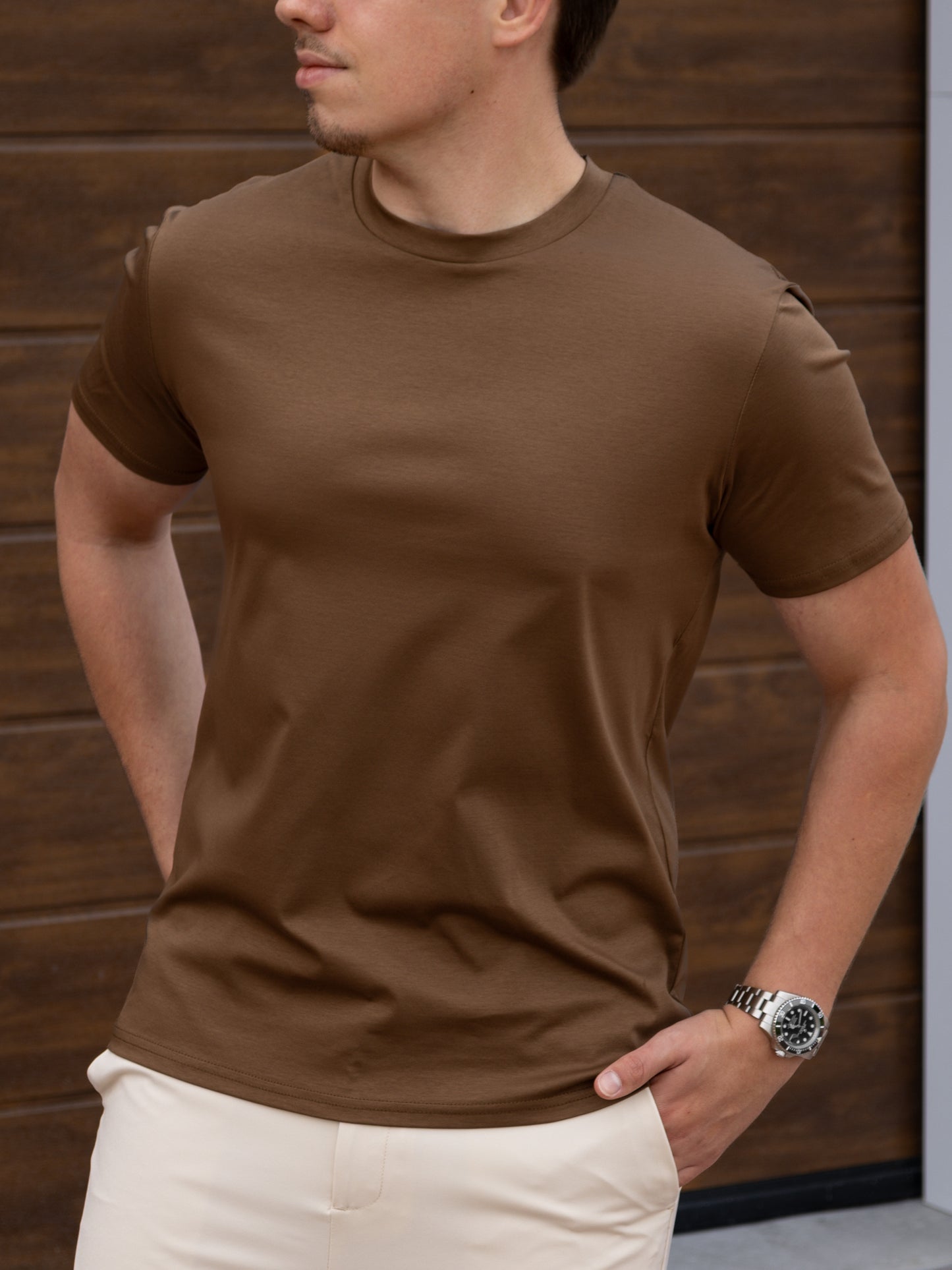 The Mercerised T-Shirt - Coffee