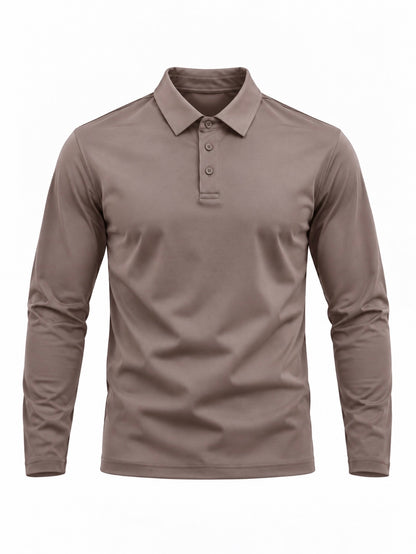 Mercerised Long Sleeve Polo - Camel