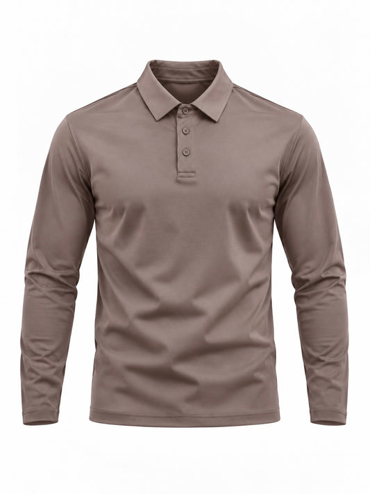 Mercerised Long Sleeve Polo - Camel