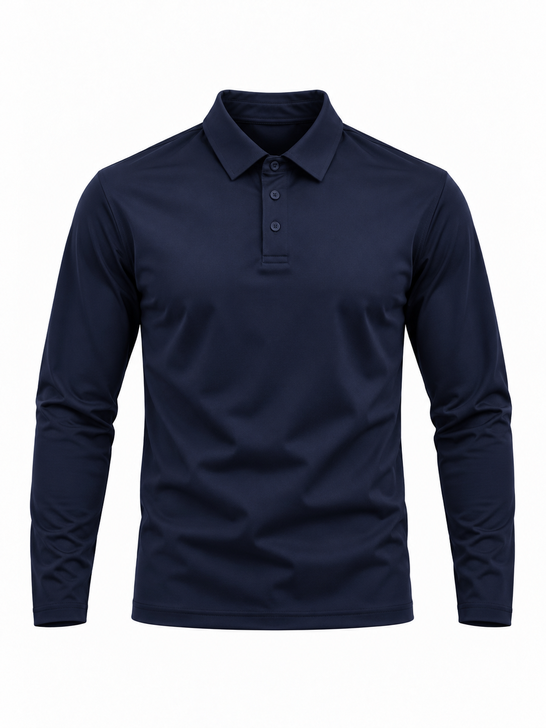 Mercerised Long Sleeve Polo - Dark Blue