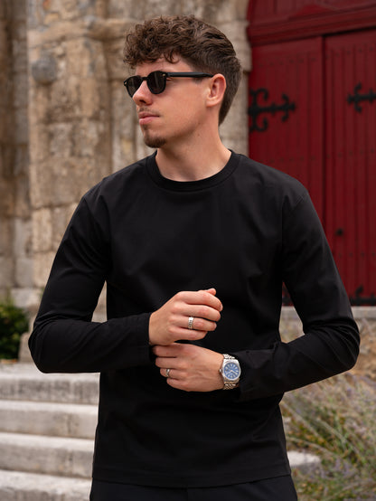 Mercerised Long Sleeve - Black