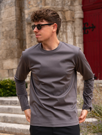 Mercerised Long Sleeve - Grey