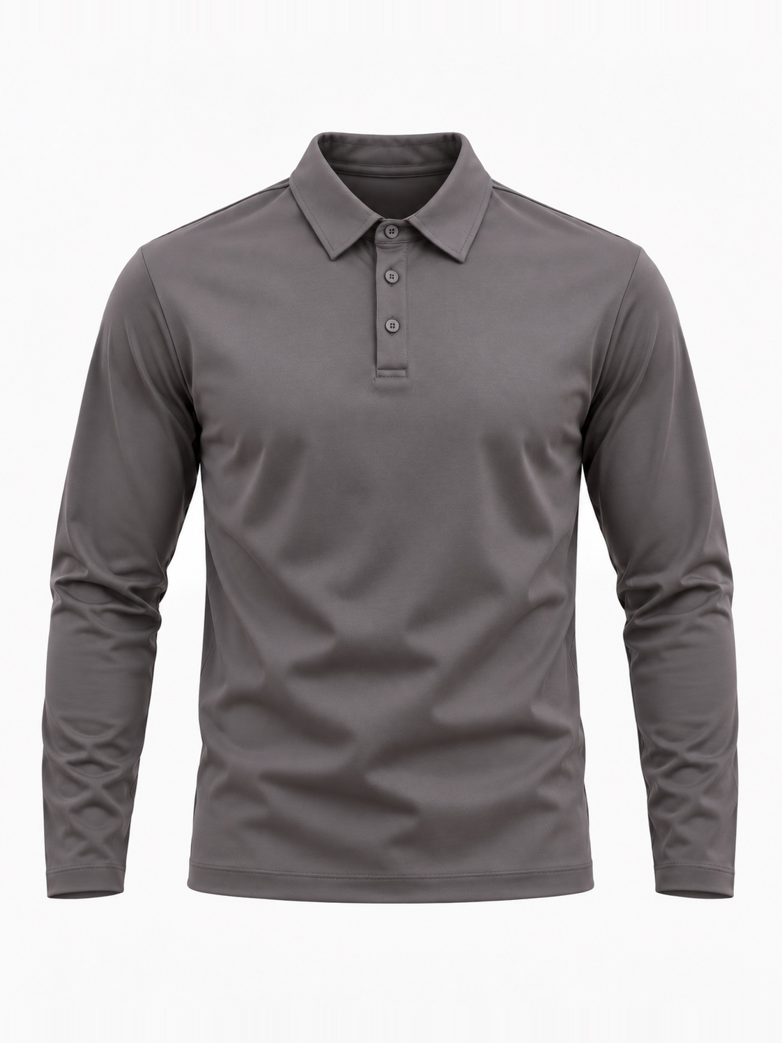 Mercerised Long Sleeve Polo - Grey