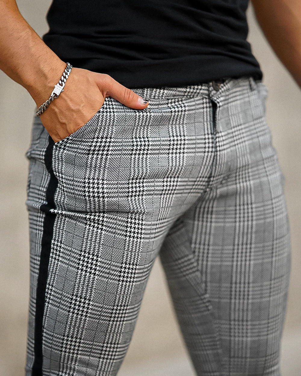 THE EMANUELE TROUSERS - GREY/BLACK