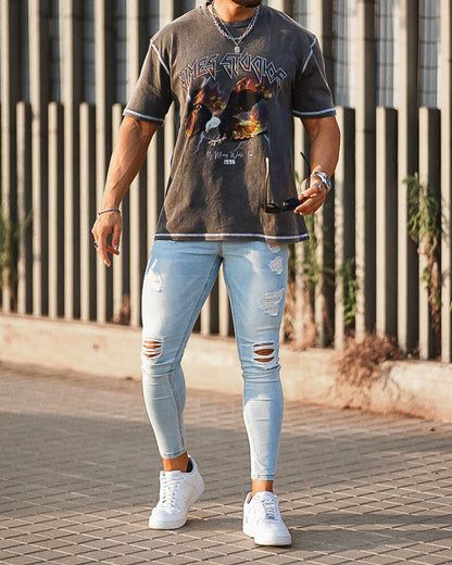 THE VITTORIO RIPPED JEANS - BLEACHED BLUE