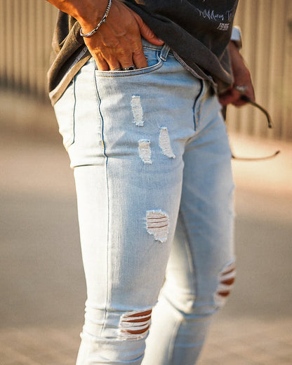 THE VITTORIO RIPPED JEANS - BLEACHED BLUE