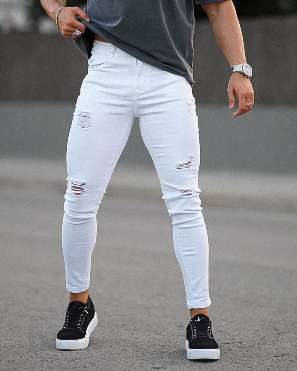 THE VITTORIO RIPPED JEANS - WHITE